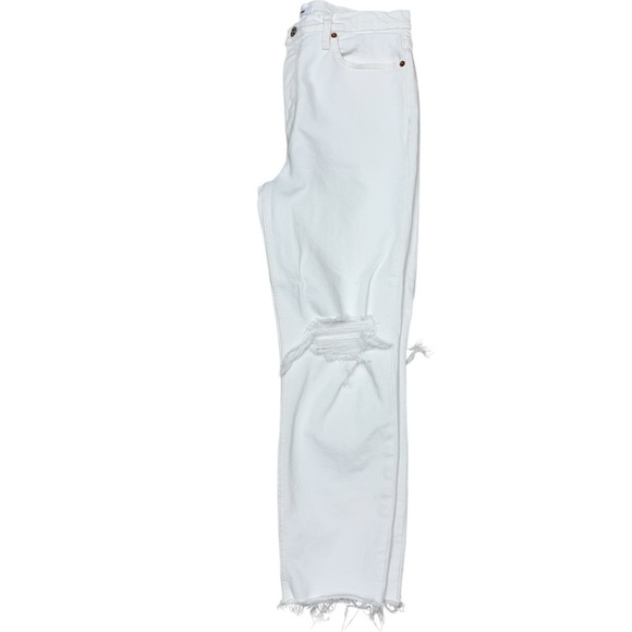 RE/DONE Jeans White Distressed Straight-Leg Jeans - Size 32 Casual White Denim - Picture 11 of 12
